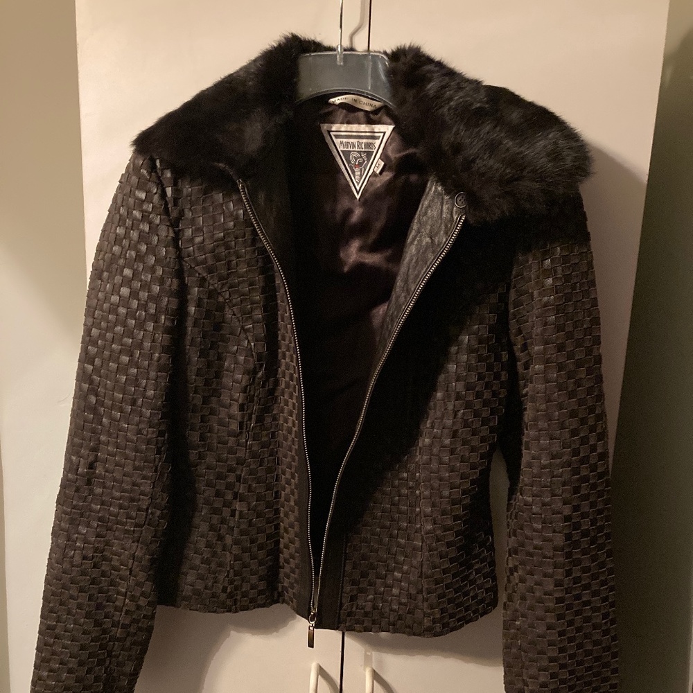 Marvin Richards Leather Jacket with Fur Collar